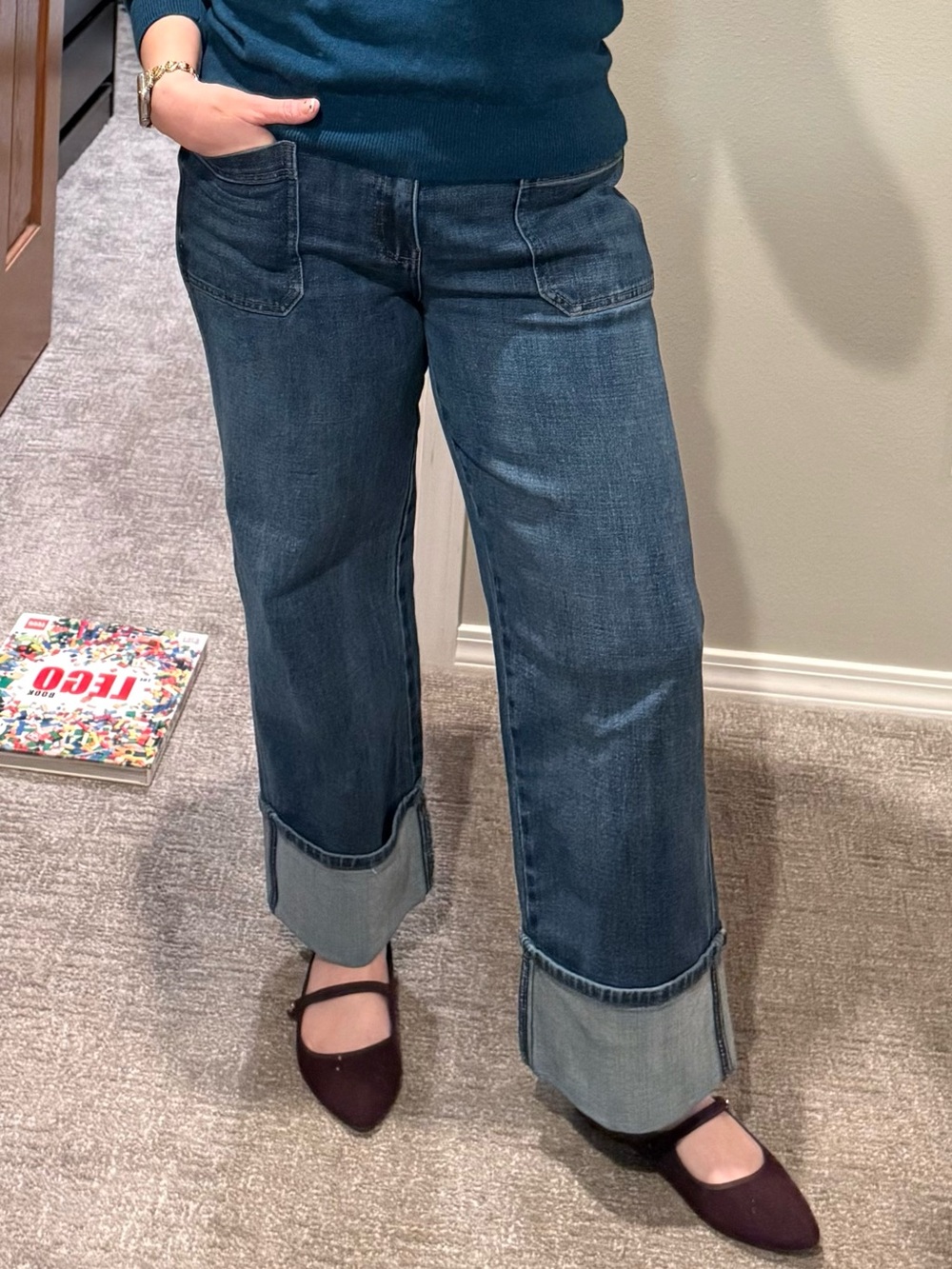 KUT from the Kloth Sienna Cuffed High Rise Straight Jeans Serene 6